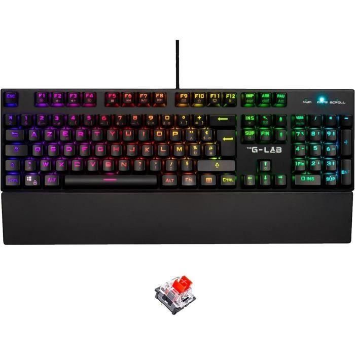 El Interruptor Rojo Mecánico G-Lab Keyz Rubidium y El Teclado Rgb Completamente Personalizables con Descanso de Muñeca