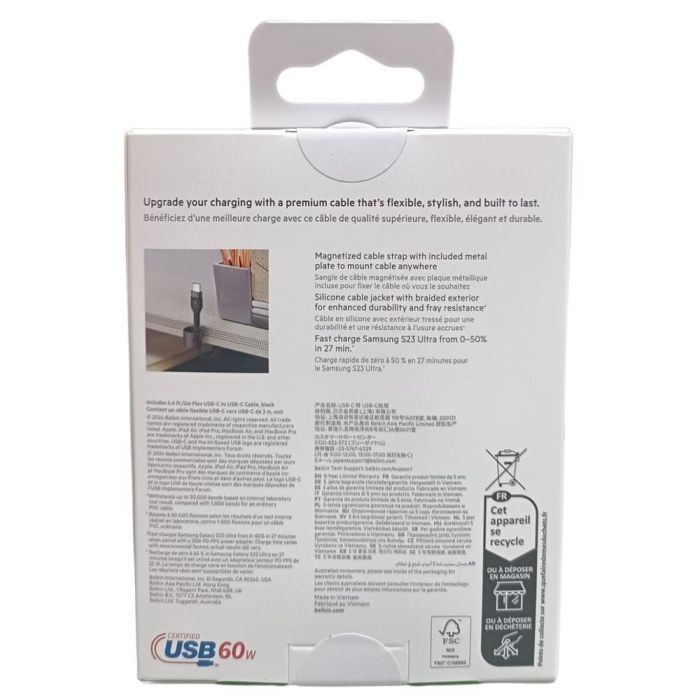 Belkin CAB011BT2MBK Cable USB-C a USB-C Trenzado 2M, Carga Rápida 100W 2 Belkin CAB011BT2MBK Cable USB-C a USB-C Trenzado 2M, Carga Rápida 100W 2