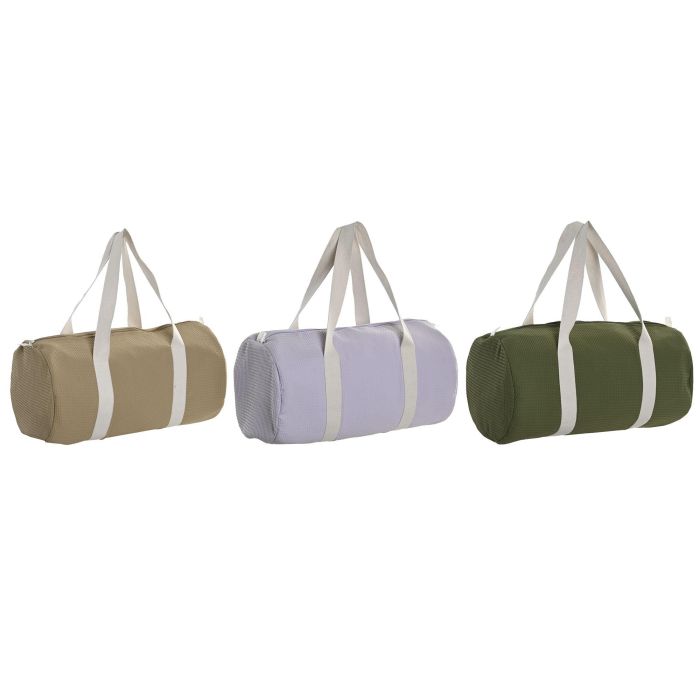 DKD Home Decor Bolso Urban 26x26x50 cm 3 Unidades Beige Verde Lila Algodon Polyester