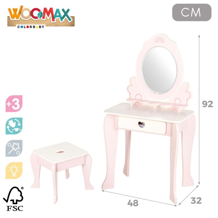 Tocador de juguete Woomax 48 X 92 X 32 CM Blanco Rosa 3