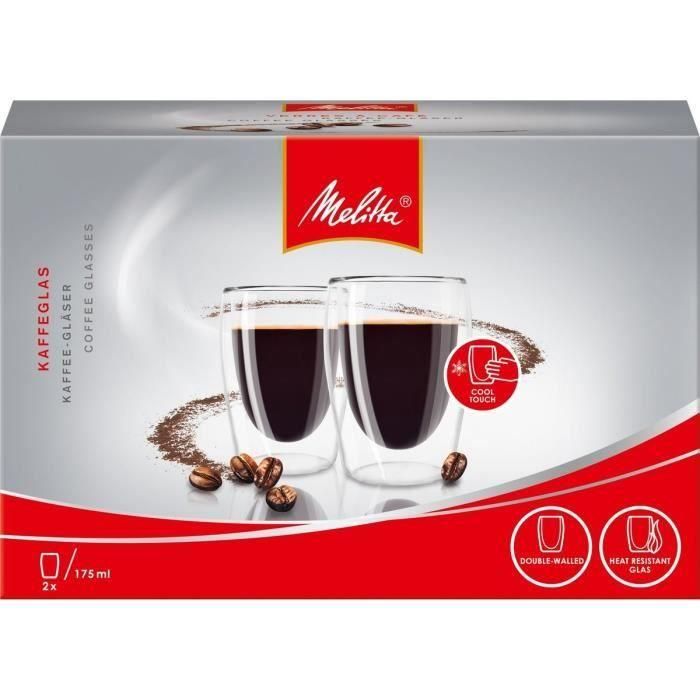 MELITTA Set de 2 vasos de borosilicato para café largo 200 ml transparente 1