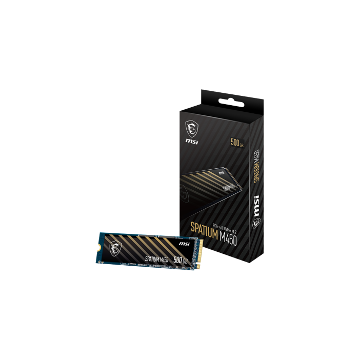 MSI Spatium M450 PCIe 4.0 NVMe M.2 500GB V1 SSD - S78-440K380-P83, 3000 MB/s Lectura, 2000 MB/s Escritura, 3D NAND