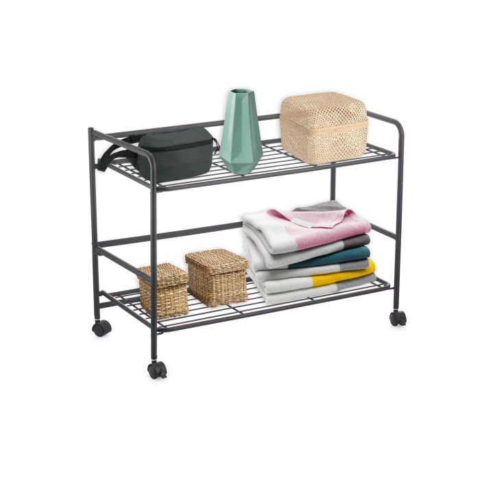 Confortime Estantería Plegable 2 Niveles, 67 x 30 x 44.8 cm 2 Confortime Estantería Plegable 2 Niveles, 67 x 30 x 44.8 cm 2
