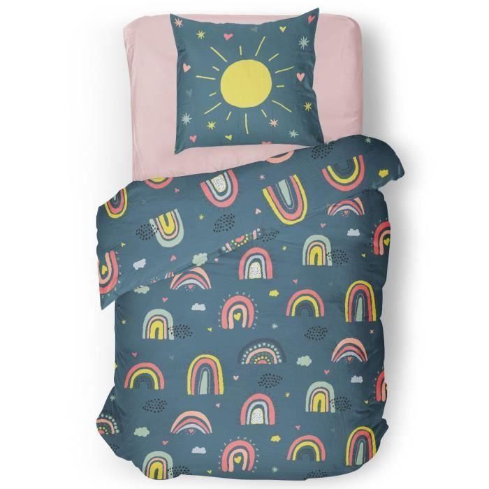ROUPILLON Juego de funda nórdica Rainbow - 2 piezas - 140 x 200 - 100% Algodón - Noche 1 ROUPILLON Juego de funda nórdica Rainbow - 2 piezas - 140 x 200 - 100% Algodón - Noche 1