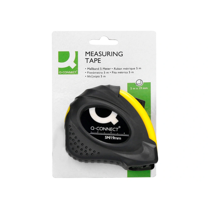 Q-connect Flexometro con Freno Material Antichoque 19 mm Ancho Longitud 5 mt 8