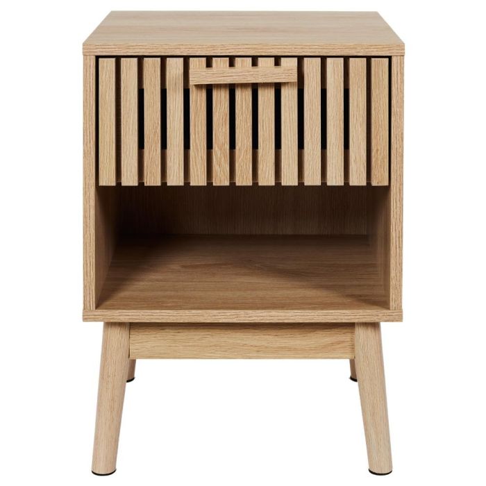 Klaus Mesita De Noche Con Cajón, Madera Natural, 40x35x55 cm - Home Deco Factory 3