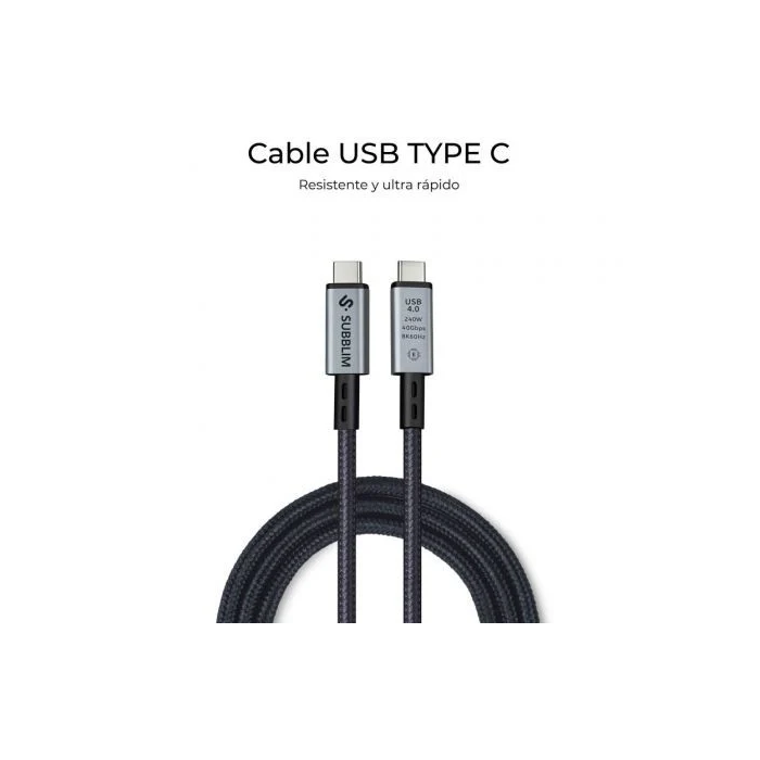 Subblim Cable USB 4.0 Tipo-C Macho - USB Tipo-C Macho 240W 40Gbps 8K 1.5m Negro SUBCAB-C24010 Subblim Cable USB 4.0 Tipo-C Macho - USB Tipo-C Macho 240W 40Gbps 8K 1.5m Negro SUBCAB-C24010