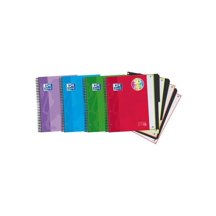 Oxford Cuaderno Classic Europeanbook 4 Write&Erase A4+ 5x5, 120H, Microperforado, con Separadores, Tapas Extraduras (Set de 5) (Set de 5)