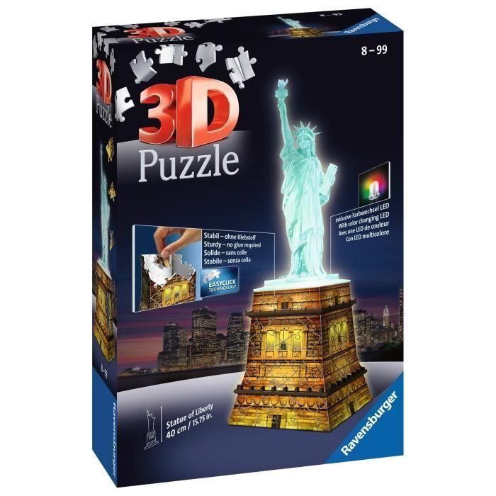 RAVENSBURGER Puzzle 3D Estatua de la Libertad Edición Nocturna 108 piezas 1