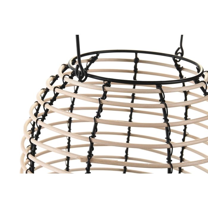DKD Home Decor Portavela Colonial Negro Natural Ratan Metal 24.5 x 32 x 24.5 cm (4 Unidades) 1