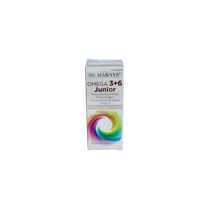 MARNYS Omega 3 y 6 Junior Jarabe, complemento con ácidos grasos esenciales para niños, 125 ml