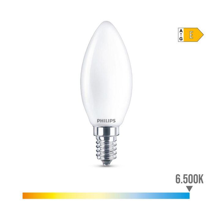 Bombilla LED Philips Vela E 6,5 W E14 806 lm 3,5 x 9,7 cm (6500 K) 3 Bombilla LED Philips Vela E 6,5 W E14 806 lm 3,5 x 9,7 cm (6500 K) 3