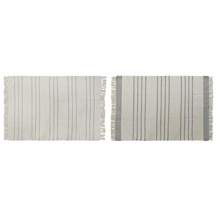 DKD Home Decor Alfombra Estilo Boho de Algodón 1000 gsm con Flecos Blanco Gris 180x120 cm (Pack 2 Unidades) 0 DKD Home Decor Alfombra Estilo Boho de Algodón 1000 gsm con Flecos Blanco Gris 180x120 cm (Pack 2 Unidades) 0