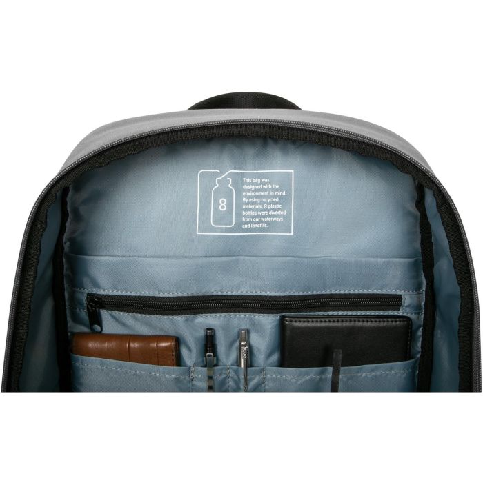 Targus Mochila Sagano Unisex para Portátil 15.6" Negro Gris, Material RPET Reciclado, con Múltiples Bolsillos y Protector de Lluvia 12