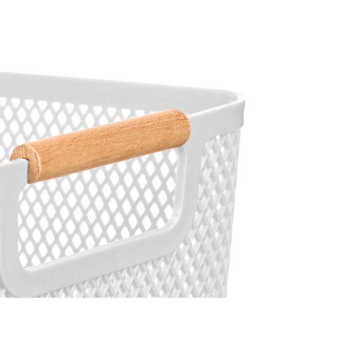 Cesta Plastico Asa Bambu Blanca 36X22Cm Kipit (Set de 24) 4