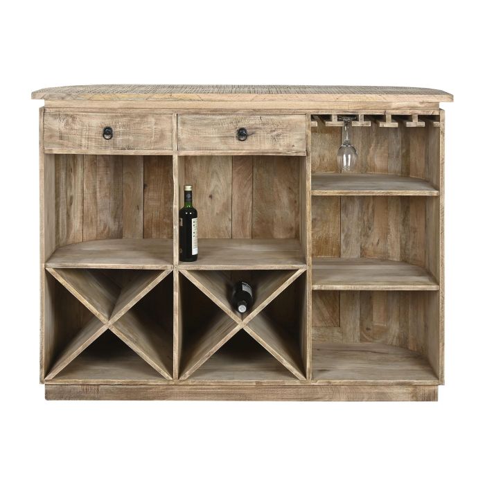 DKD Home Decor Mueble Bar Alpino Marrón de Madera Mango con 2 Cajones y 4 Estanterías 54x146x110 cm 6 DKD Home Decor Mueble Bar Alpino Marrón de Madera Mango con 2 Cajones y 4 Estanterías 54x146x110 cm 6