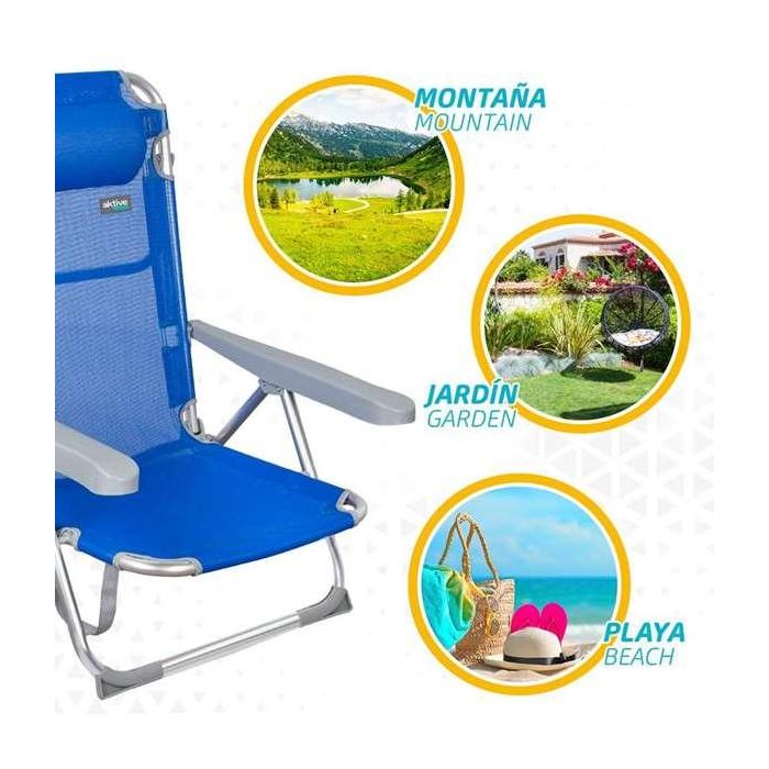 Silla playa alta plegable alumijio gomera 48x60x90 cm con asa. 4 Silla playa alta plegable alumijio gomera 48x60x90 cm con asa. 4