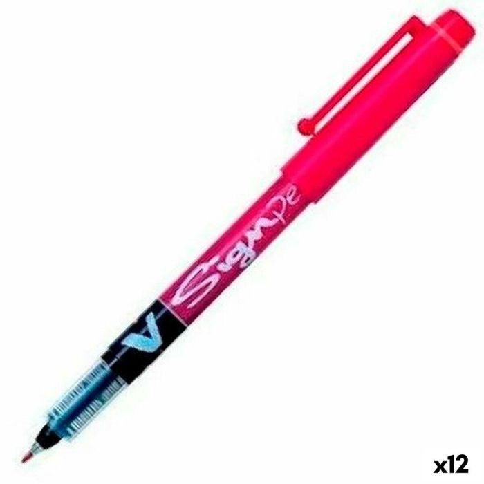 Pilot Roller Vsign Pen Punta Fibra 2.0 mm, Tinta Líquida Roja. Ideal Papel. Set de 12 Unidades (Set de 12)