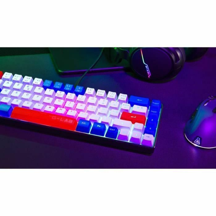 Teclado gaming - THE G-LAB - KEYZ-HYDRO-BWR/FR - 60% membrana 3 colores de teclas Azul-Blanco-Rojo 1