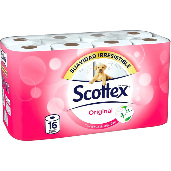 Scottex Papel Higiénico Original Doble Capa Pack 16 Rollos Suavidad Resistencia 1