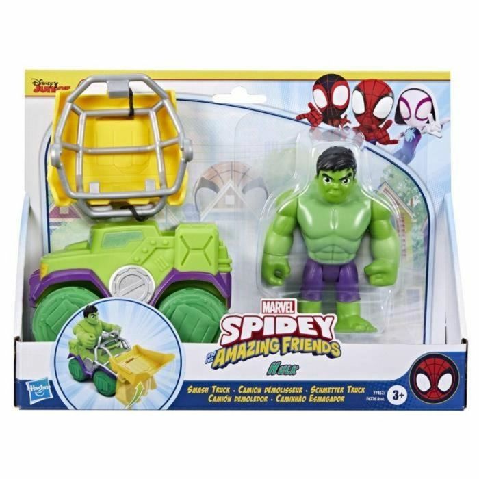 Box set Spidey Hulk camión de demolición, vehículo con figura de 10 cm, juguetes para niños de 3 años, Spidey y sus amigos extraordinarios 2