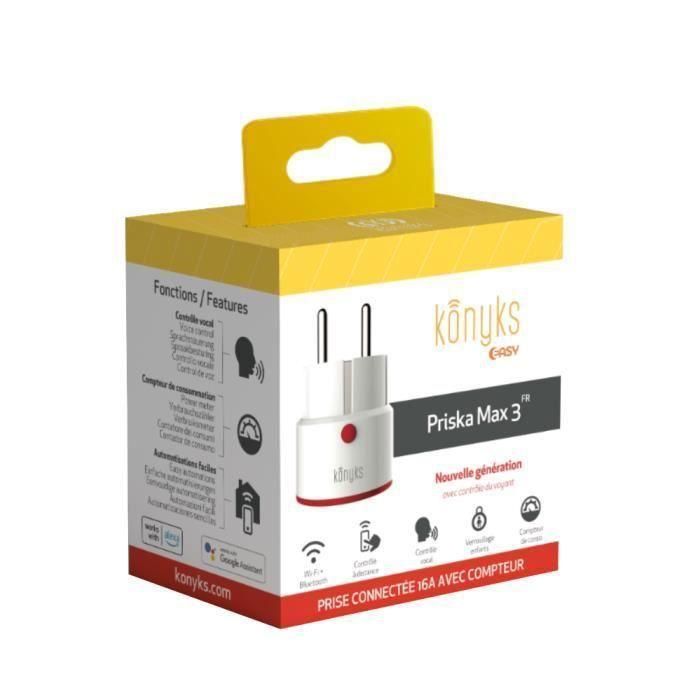 Toma conectada WiFi + BT 16A con contador de consumo - Konyks Priska Max 3 FR Toma conectada WiFi + BT 16A con contador de consumo - Konyks Priska Max 3 FR