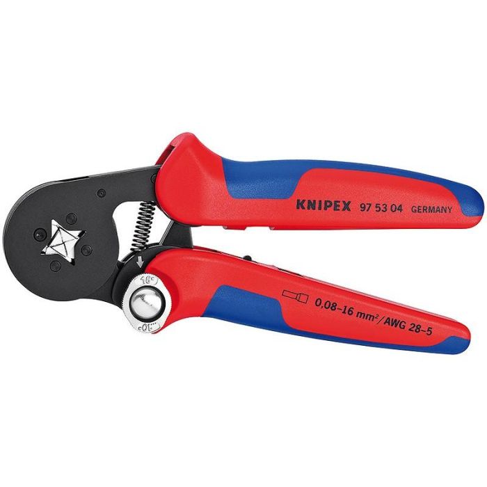Knipex 97 53 04 Crimpzange Selbsteinstellende 180mm Acero Cromo Vanadio Mango Azul/Rojo