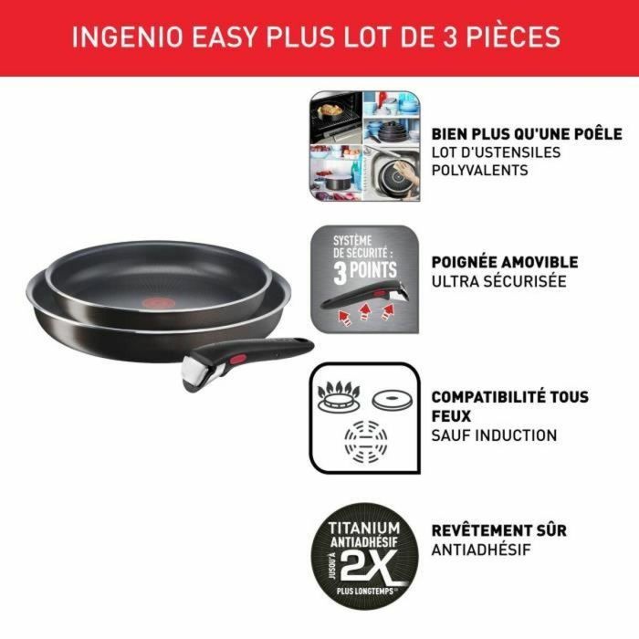 TEFAL INGENIO Sartenes Easy Plus 24/28cm + mango, No Inducción, Antiadherente, Apto para lavavajillas, Hecho en Francia L1509202 5