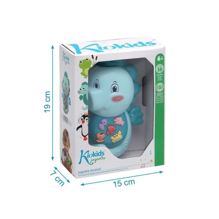 KioKids Caballito de Mar Musical Interactivo Juguete para Bebés +6 Meses, con Luces, 5 Sonidos Animales y 10 Melodías, Azul 5