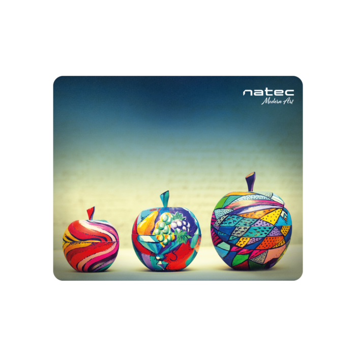 NATEC Alfombrilla Mouse Pad Modern Art Apples Multicolor Tela Caucho Base Antideslizante 180x220mm