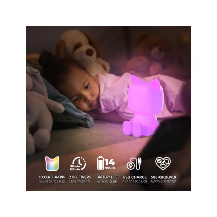 Wondee Lámpara Animal Silicona Luz Nocturna Infantil Recargable USB 1