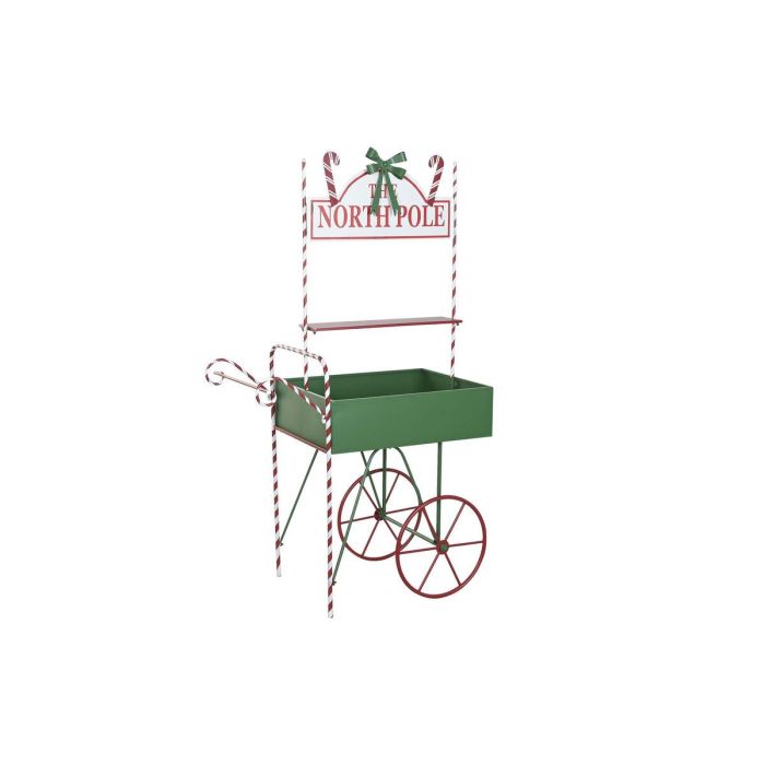 DKD Home Decor Carro Decorativo de Navidad Tradicional Metálico Desmontable Verde Rojo para Hogar Alto 166.5 cm Ancho 93.5 cm Largo 53.5 cm