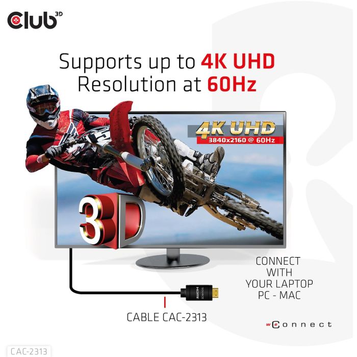 Club3D Cable HDMI 2.0 RedMere 4K60Hz UHD 10m Macho/Macho, 3D 18 Gbit/s para Vídeo y Sonido 10 Club3D Cable HDMI 2.0 RedMere 4K60Hz UHD 10m Macho/Macho, 3D 18 Gbit/s para Vídeo y Sonido 10