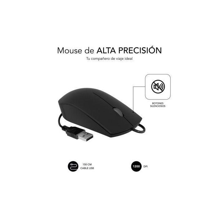 SUBBLIM Raton Business Silencioso con cable USB 1200 DPI Negro 2