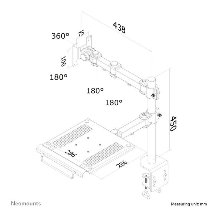Neomounts FPMA-D960NOTEBOOK Brazo de Monitor y Soporte para Portátil hasta 27" y 10KG 5