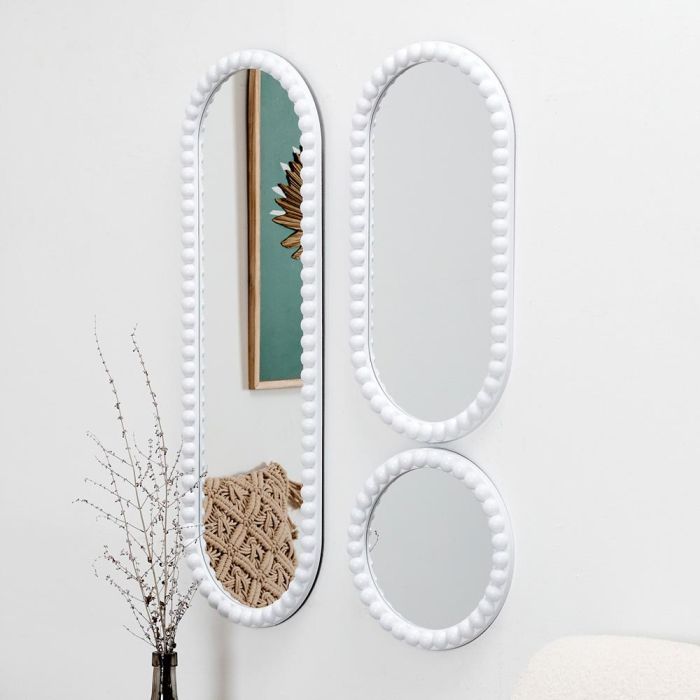 Home Deco Factory Juego de 3 Espejos Corfu Blanco 1