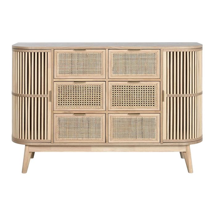 DKD Home Decor Cajonera Scandi 6 Cajones y 2 Puertas Abeto Ratán Natural Dorado 120 cm Ancho x 40 cm Fondo x 80 cm Alto 1 DKD Home Decor Cajonera Scandi 6 Cajones y 2 Puertas Abeto Ratán Natural Dorado 120 cm Ancho x 40 cm Fondo x 80 cm Alto 1