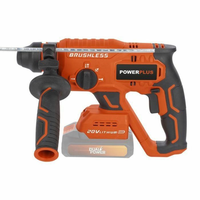 Hammer de broma inalámbrica 20V 3J SDS -Plus sin escobillas + 5 Accesorios - Dual Power PowDP15630 - Entregado sin batería o cargador 2