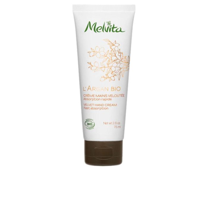 Melvita Crema de Manos Argán BIO 75 ml Nutritiva, Protectora y Reparadora de Rápida Absorción. Certificada Orgánica para Todo Tipo de Pieles.