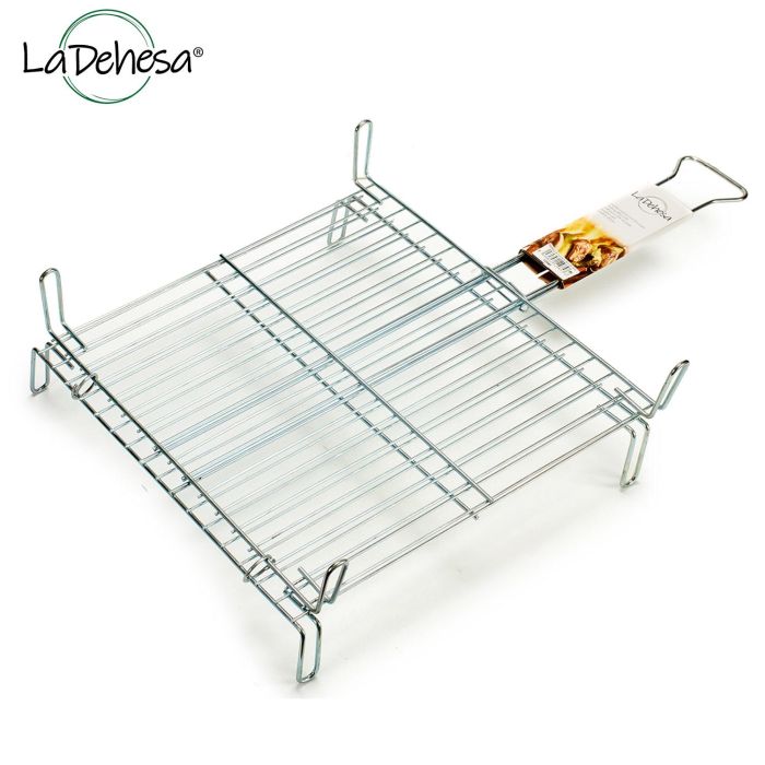 La Dehesa Parrilla Doble Zincada 45x45 cm con 4 Patas y Asa Cierre Material Acero Metalizado (Set de 5) 1