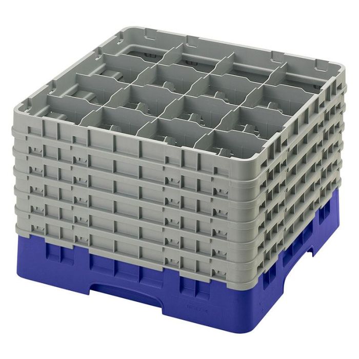 CAMBRO - 16S1214-186 - Cesta de lavado 16 comp. 6 alturas - 10,9 cm Ø máx. - alt. máx. 32,3 cm - 50 x 50 x 34,9 cm - Azul marino
