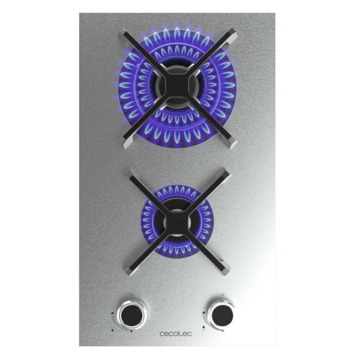 Cecotec Placa de gas Squad G 2400S 2 fuegos 5200W acero inox WOK encendido electrónico 7