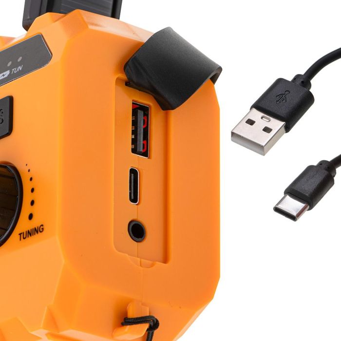 Adler Radio solar con manivela AD 1197, powerbank, linterna, FM, carga USB, 1200 mAh 5
