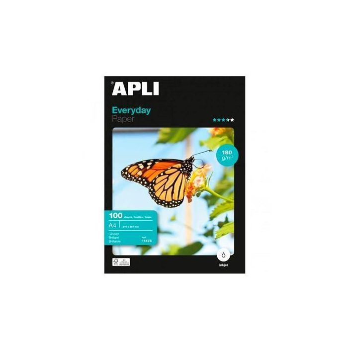 Papel Fotografico Apli Glossy Din A4 Pack 100 Hojas De 180 gr Papel Fotografico Apli Glossy Din A4 Pack 100 Hojas De 180 gr
