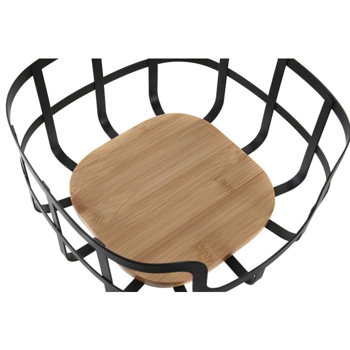 DKD Home Decor Frutero Basicos Negro Natural Acero Bambu 24 x 12.7 x 24 cm 1
