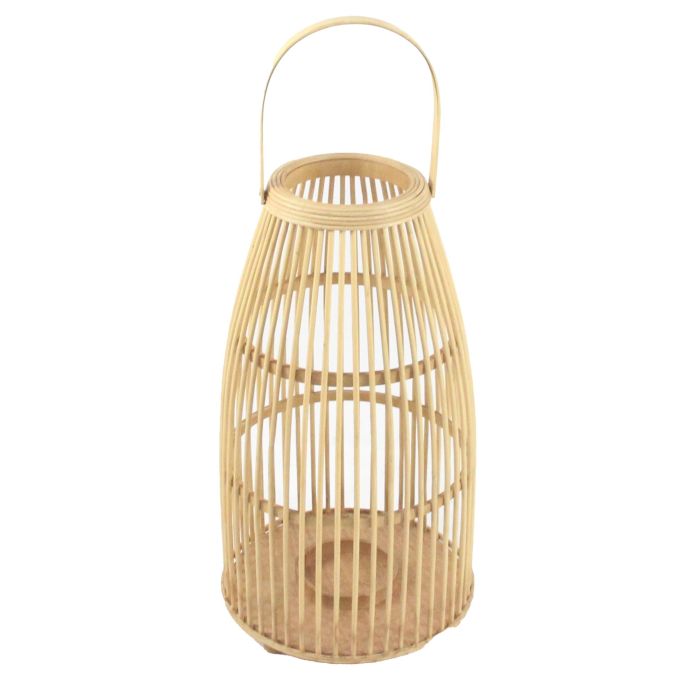 DKD Home Decor Portavela Urban Marrón para Decoración, de Bambú y Cristal, 56 cm Alto x 25 cm Ancho x 25 cm Fondo