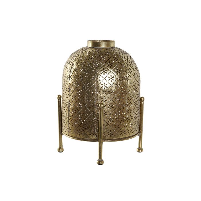 DKD Home Decor Portavelas Oriental Metal y Cristal Dorado 19 x 24.5 x 19 cm 1