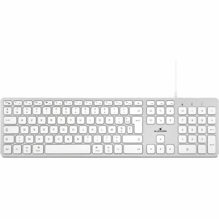 Bluestork Teclado con Cable para Mac y MacBook, 13 Atajos Multimedia, Incluye Adaptador USB/USB-C, Diseño Francés 3
