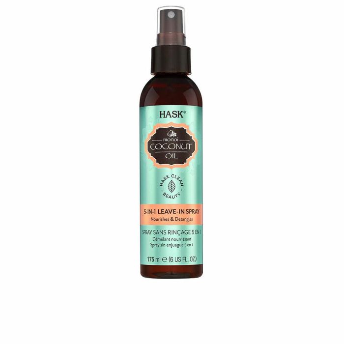 Hask Monoi Coconut Oil 5 en 1 Acondicionador Spray sin Aclarado para Todo Tipo de Cabello - Hidratante y Protector Térmico 175ml Hask Monoi Coconut Oil 5 en 1 Acondicionador Spray sin Aclarado para Todo Tipo de Cabello - Hidratante y Protector Térmico 175ml