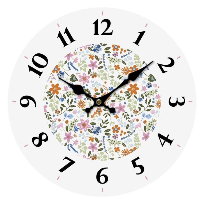 Reloj de Pared Versa Madera Flores 4 x 30 x 30 cm 1 Reloj de Pared Versa Madera Flores 4 x 30 x 30 cm 1